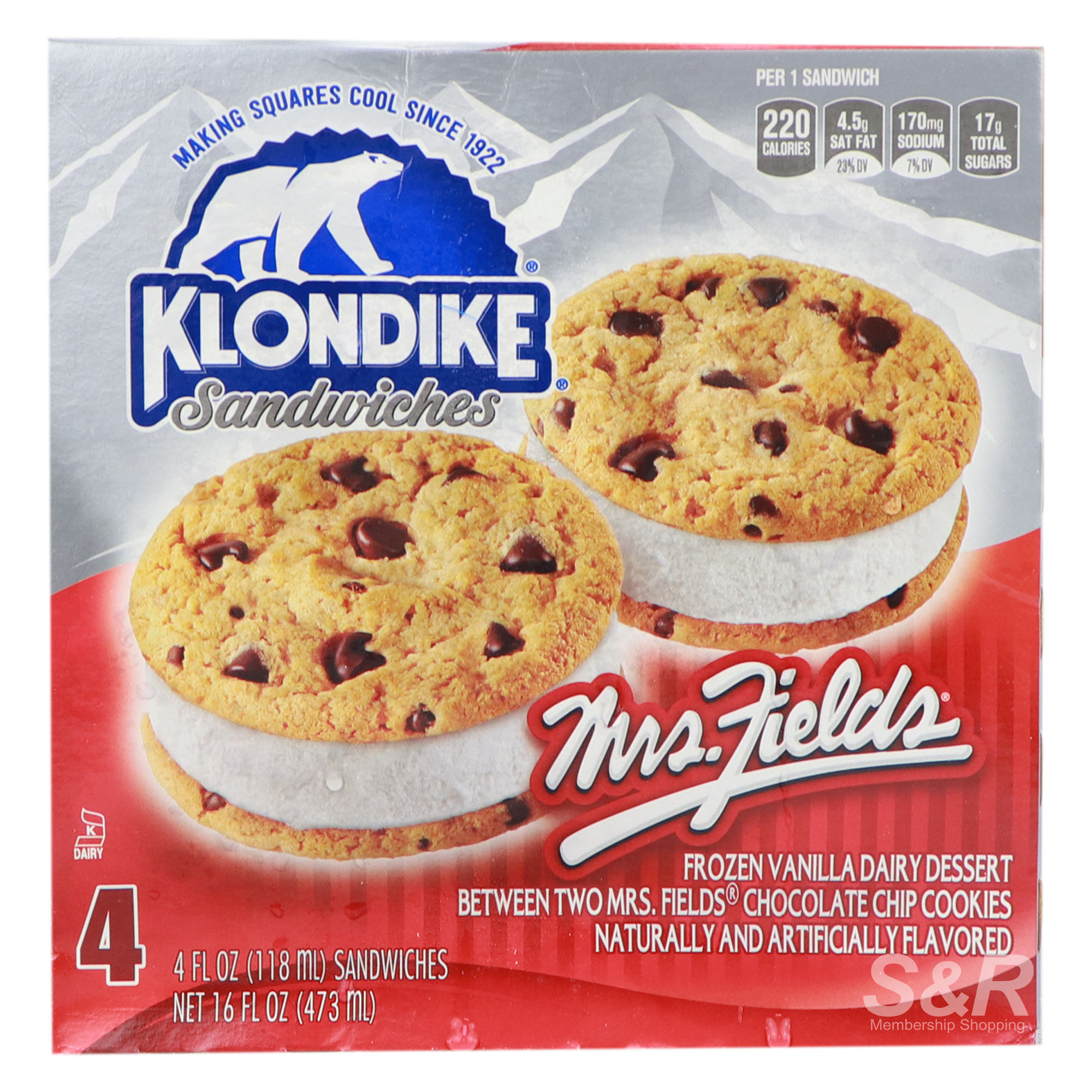 Klondike Ice Cream Sandwiches Mrs. Fields Flavor 4pcs